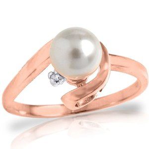 1.01 Carat 14K Rose Gold Diamond Pearl Ring